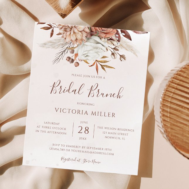 Budget Boho Autumn Floral Bridal Brunch Einladung (Von Creator hochgeladen)