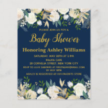 Budget Boho Baby Shower Einladung Navy Gold Green