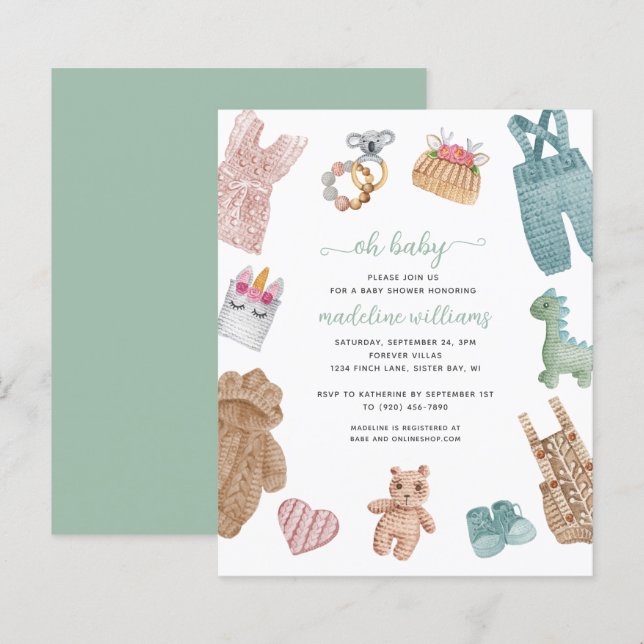 BUDGET BOHO Babykleidung neutral Oh Babydusche (Vorne/Hinten)