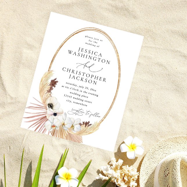 Budget Boho Beach White Floral Wedding Flyer (Von Creator hochgeladen)