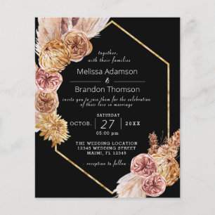 Budget Boho Black Desert Mariage Flyer Invitation