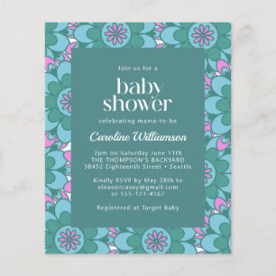 Budget Boho Blume Groovy Green Baby Shower Einladu