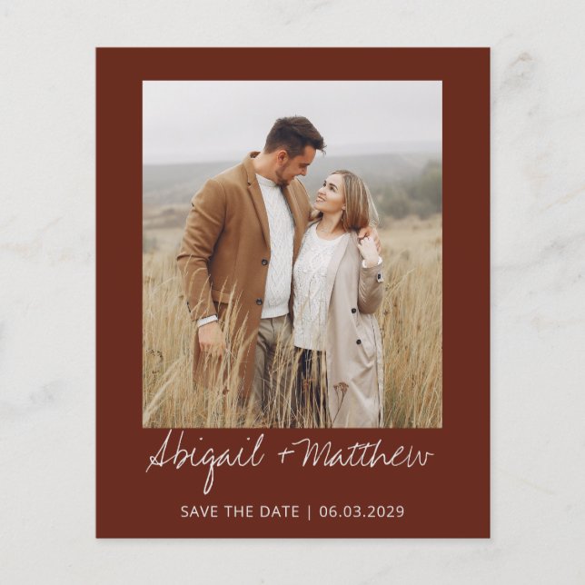 Budget Boho Brown Foto Save the Date Einladung Flyer (Vorne)