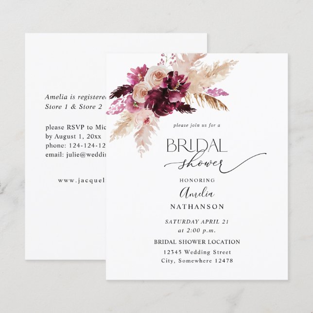 Budget Boho Burgundy & Pink Brautparty (Vorne/Hinten)