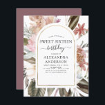 Budget Boho Burgundy Sweet 16 Geburtstag Einladung<br><div class="desc">Das Budget Boho Dusty Pink und Burgund Floral Botanische Grüne Aquarell und Imitate Goldenen Foil Geometric Rahmen Frühjahr oder Sommer 16 . Geburtstag Geburtstagsparty Einladungen - beinhaltet schöne und elegante Schrift Typografie mit modernen botanischen Blume und Grün für die besondere Sweet 16 Birthday Party.</div>