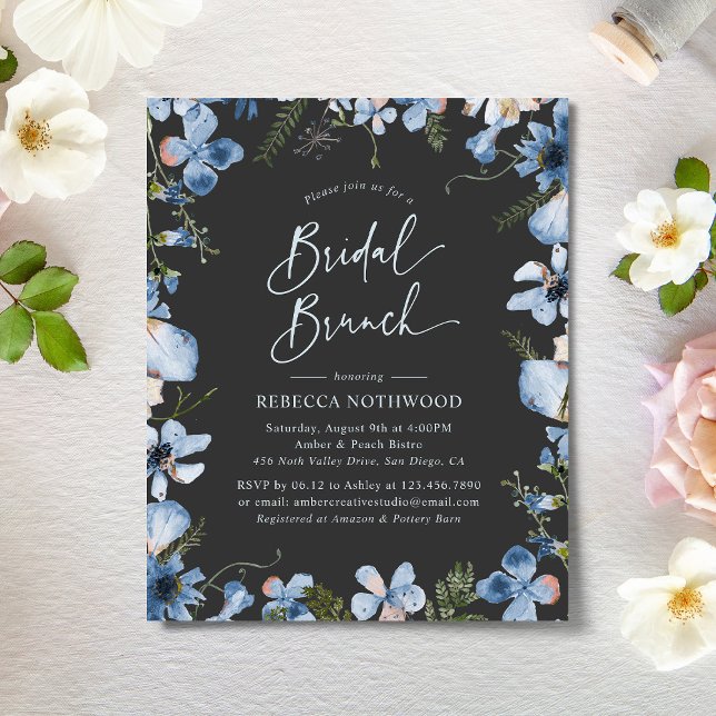 Budget Boho Charcoal Bridal Brunch Einladung (Von Creator hochgeladen)