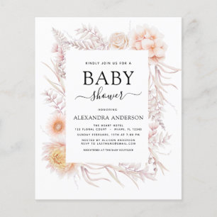 Budget Boho Chic Dusty Pink Wüste Baby Dusche Flyer