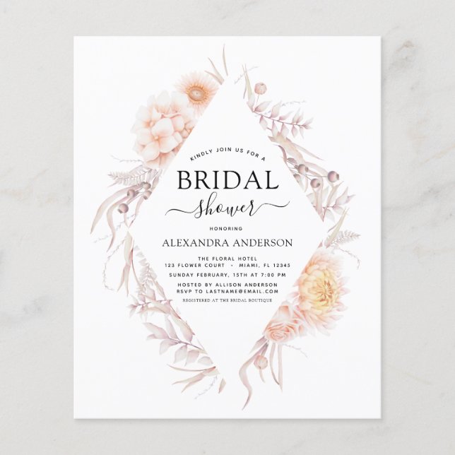 Budget Boho Chic Dusty Pink Wüste Brautparty Flyer (Vorne)