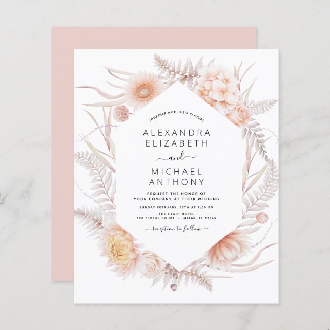 Budget Boho Chic Dusty Pink Wüste Wedding (Vorne/Hinten)