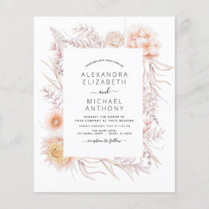 Budget Boho Chic Dusty Pink Wüste Wedding Flyer