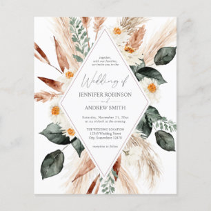 Budget Boho Copper Pampas Grass Wedding Flyer