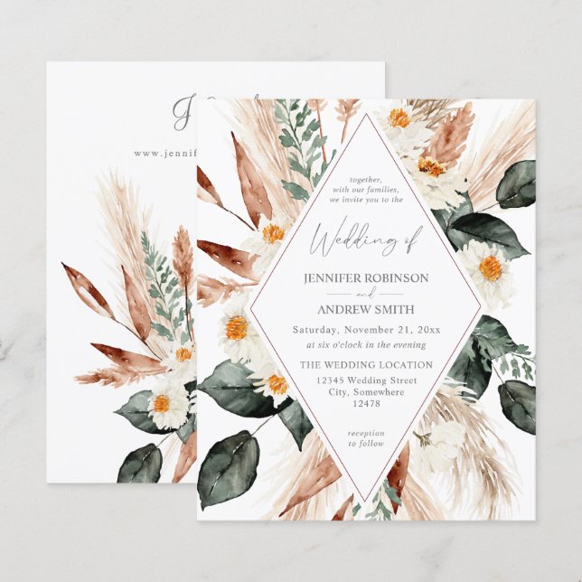 Budget Boho Copper Pampas Grass Wedding V3 (Vorne/Hinten)