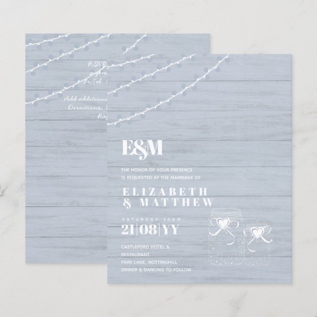 BUDGET BOHO Dusty Blue Driftwood MasonJars Wedding (Vorne/Hinten)