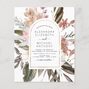 Budget Boho Dusty Pink Burgundy Einladung Hochzeit Flyer