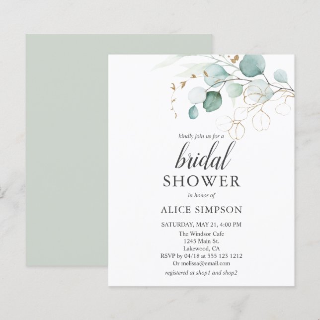 Budget Boho Eucalyptus Feuilles Fête des mariées (Devant / Derrière)