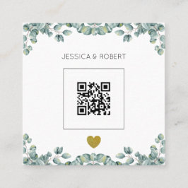Budget Boho Eucalyptus QR Code Einladung Hochzeits