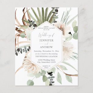 Budget Boho Eukalyptus Palm Leaf & Floral Wedding Flyer