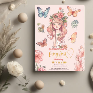 Budget Boho Fairy First Girl's 1. Geburtstag Flyer
