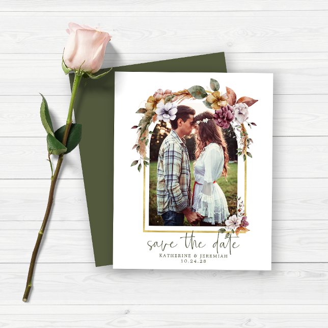 Budget Boho Floral Arch Foto Save the Date (Von Creator hochgeladen)