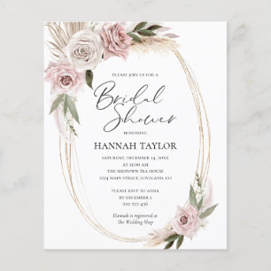 Budget Boho Floral Brautparty Einladung