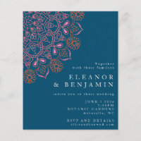 Budget Boho Floral Mandala Aquamarin Blue Wedding