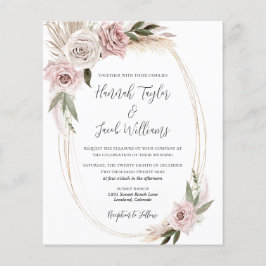 Budget Boho Floral Pampas Grass Wedding Einladung