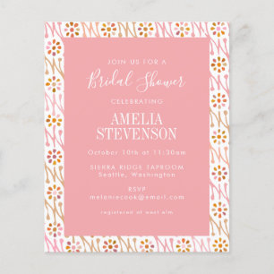 Budget Boho Floral Rose Rosa Brautparty Einladung