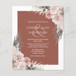 Budget Boho Floral Terracotta Hochzeit Einladung