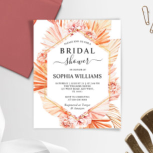 Budget Boho Flowers Bridal Shower Invitation