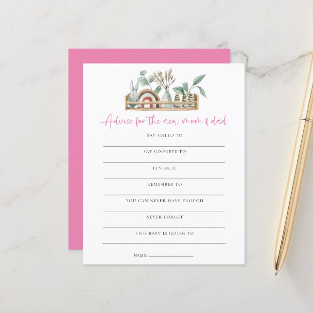 Budget Boho Game Advice Junge Mutter Vater Kinderd (Vorderseite/Rückseite Beispiel)