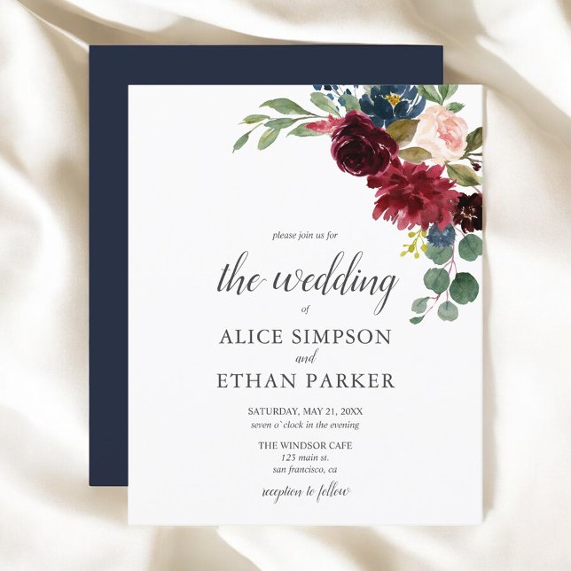 Budget Boho Garden Burgundy Blue Flowers Wedding (Von Creator hochgeladen)