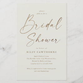 Budget Boho Gold Script Bridal Dusche Einladung