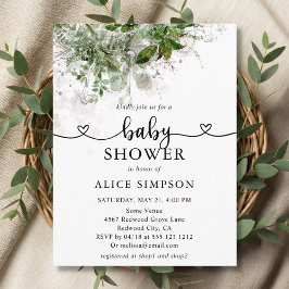 Budget Boho Greenery Baby Shower Einladungspostkarte