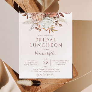 Budget Boho Herbst-Blumen-Hochzeits-Lunch-Einladun