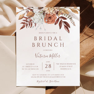 Budget Boho Herbst Floral Braut Brunch Einladung