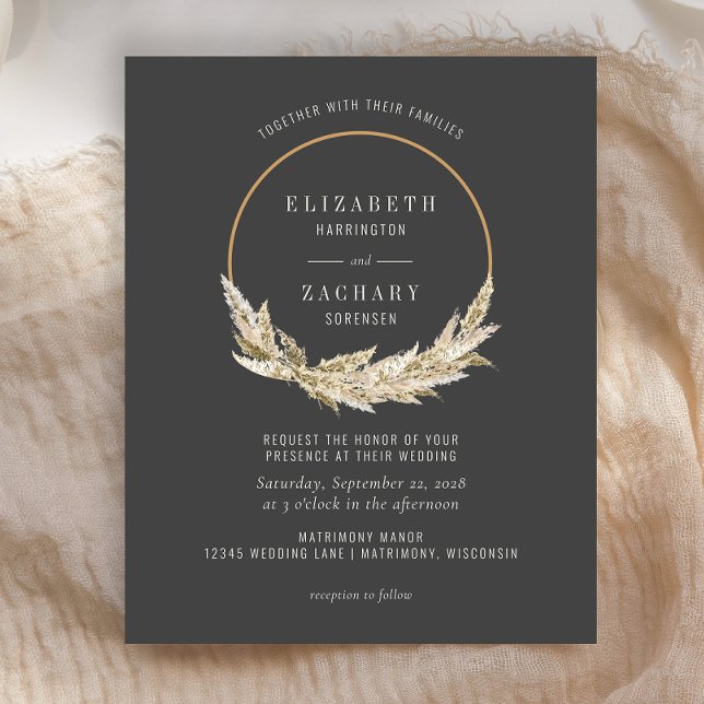 Budget Boho Hoop Pampas Grass Dark Wedite Einladun (Von Creator hochgeladen)