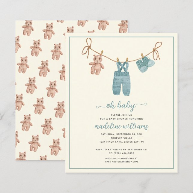 BUDGET BOHO Kinderkleidung Junge Oh Babydusche ein (Vorne/Hinten)