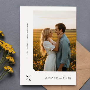 Budget Boho Minimalist Monogram Hochzeit Einladung