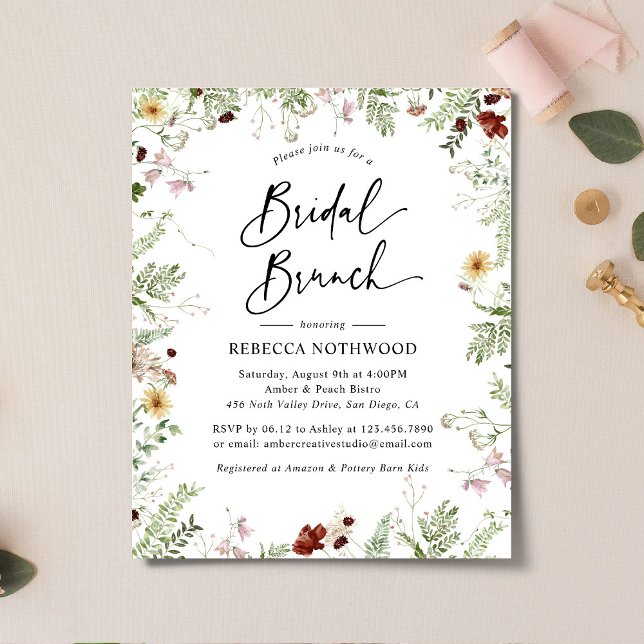 Budget Boho Nature Floral Bridal Brunch Einladung (Von Creator hochgeladen)