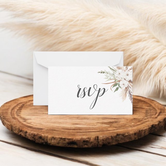 Budget Boho Pampa Grass Greenerity Wedding RSVP Mitteilungskarte (Von Creator hochgeladen)