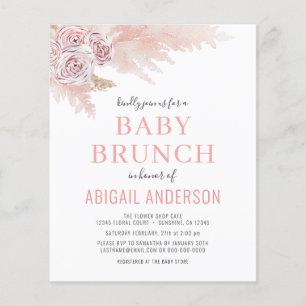 Budget Boho Pampas Gras Baby Brunch Einladung Flyer