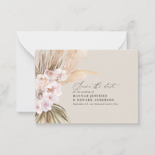 Budget boho Pampas Gras Hochzeit speichern Sie das Mitteilungskarte