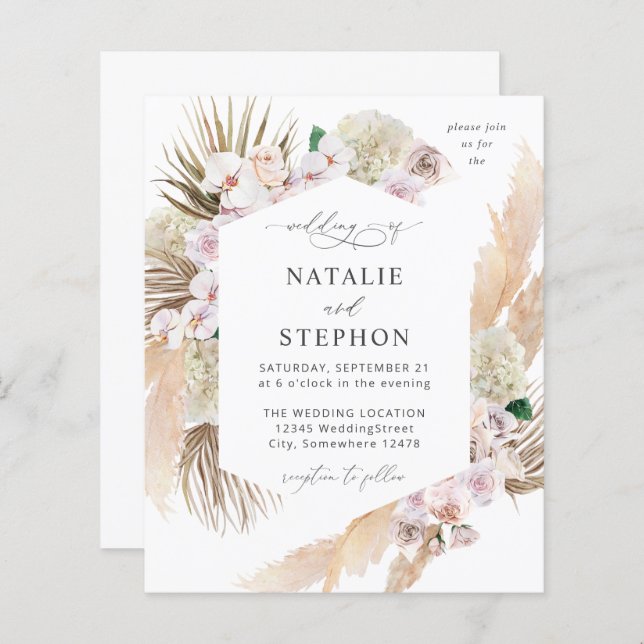 Budget Boho Pampas Grass Beach Floral Wedding (Vorne/Hinten)