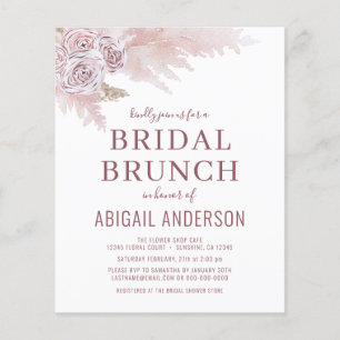 Budget Boho Pampas Grass Bridal Brunch Einladung Flyer