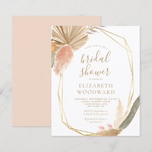 Budget Boho Pampas Grass Bridal Dusche Einladung