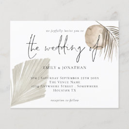 Budget Boho Pampas Grass Cream Wedding Einladung
