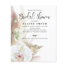 Budget Boho Pampas Orchid Bridal Dusche Einladung