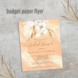Budget Boho Pampasgras Brautparty-Einladung Flyer