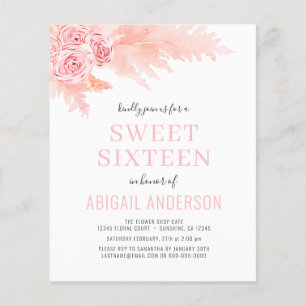 Budget Boho Pink 16 . Geburtstag Einladung