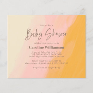 Budget Boho Pink Yellow Script Kinderdusche Einlad